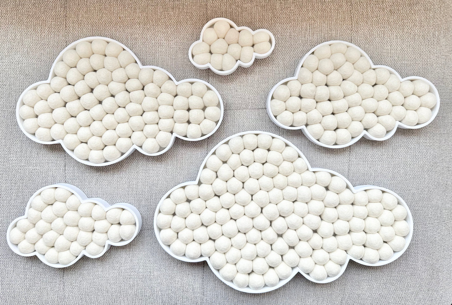 White Fluffy Felt Ball Clouds