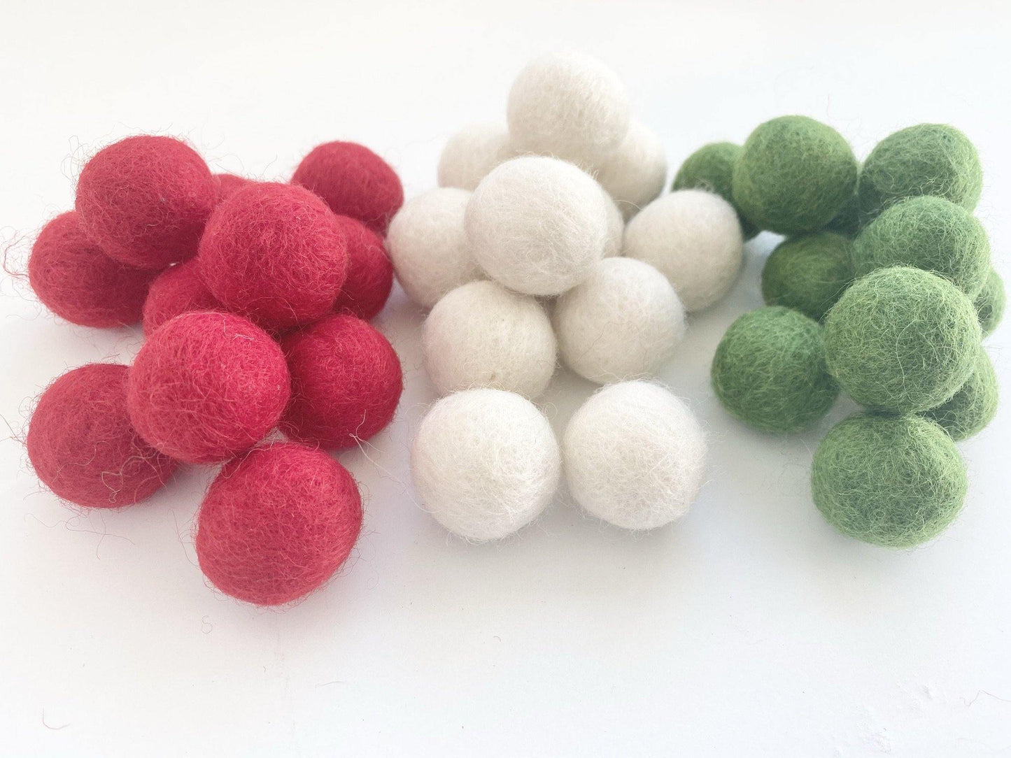 Traditional Christmas - 2 cm Felt Pom Pom Balls - Wool Jamboree