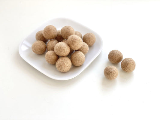 Almond - 2 cm Felt Pom Pom Balls - Wool Jamboree