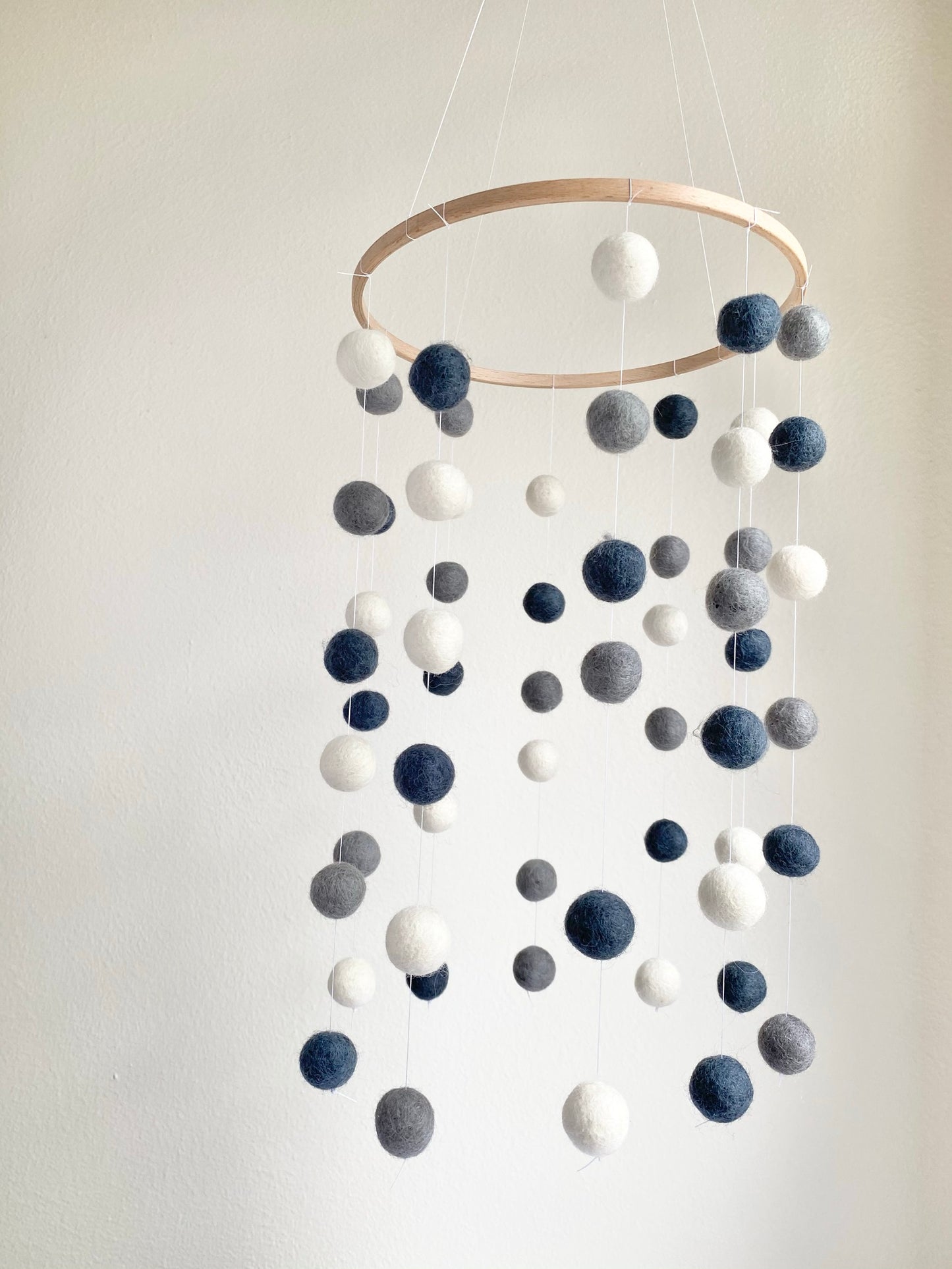Gray Shades Felt Ball Ceiling Mobile