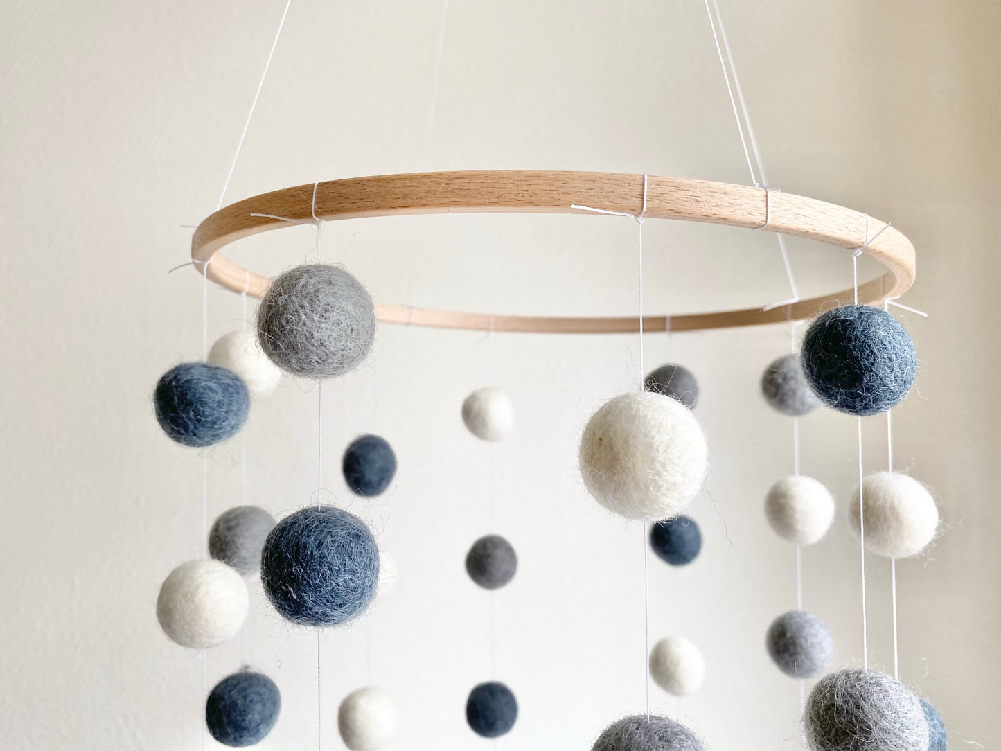 Gray Shades Felt Ball Ceiling Mobile