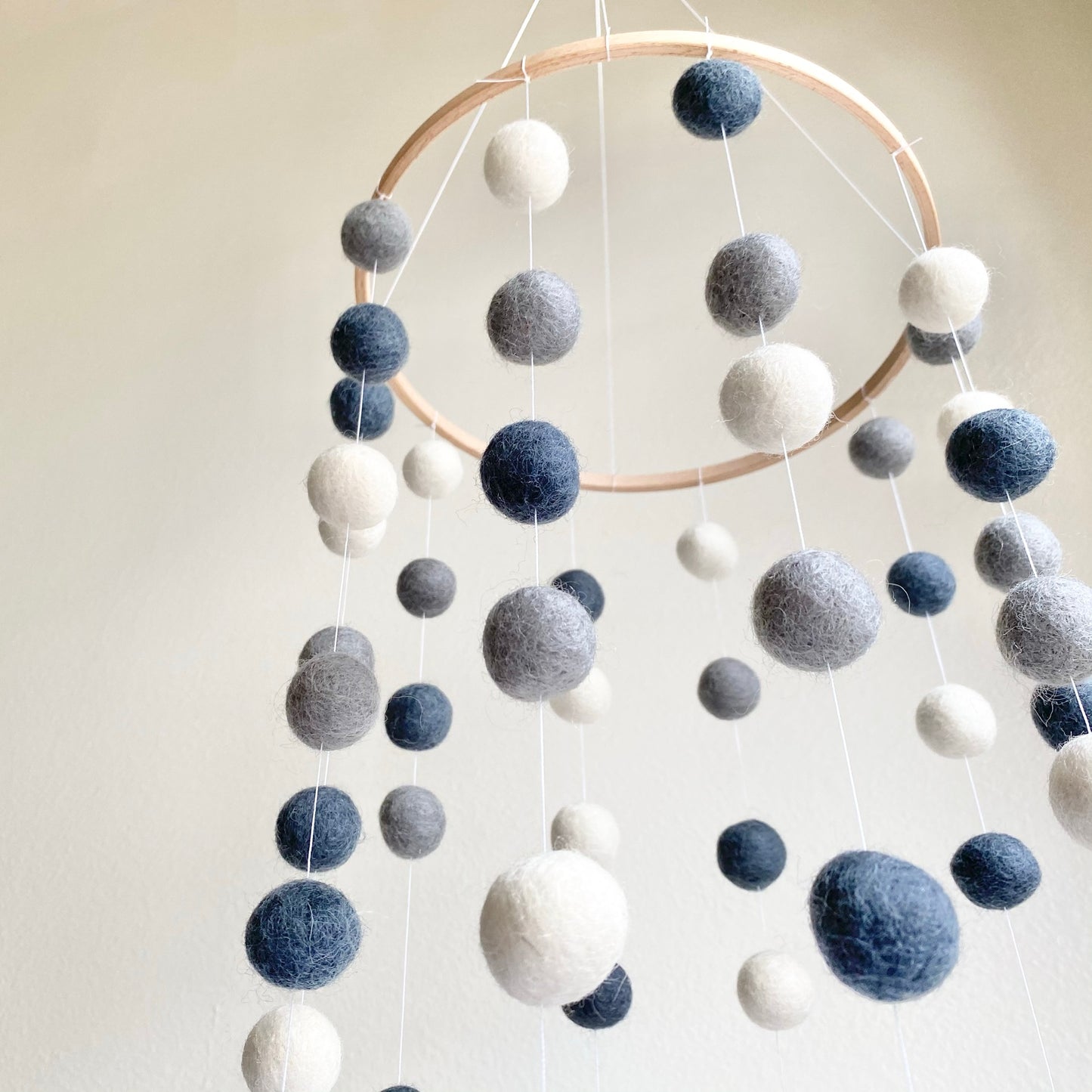 Gray Shades Felt Ball Ceiling Mobile