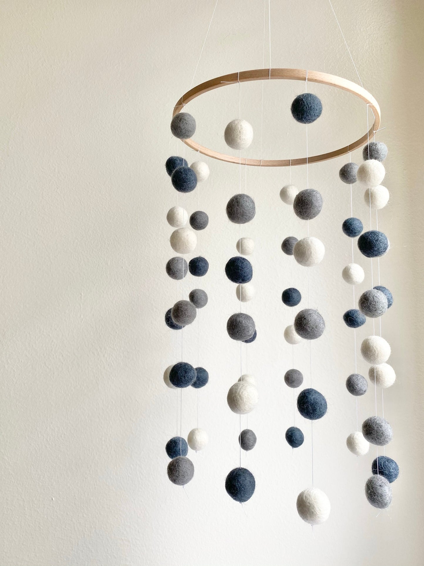 Gray Shades Felt Ball Ceiling Mobile