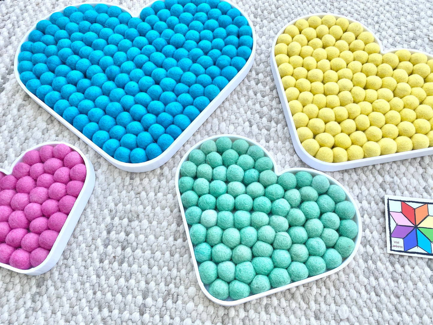 Solid Colored Felt Ball Heart Wall Hangings