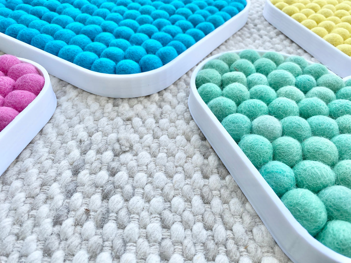 Solid Colored Felt Ball Heart Wall Hangings