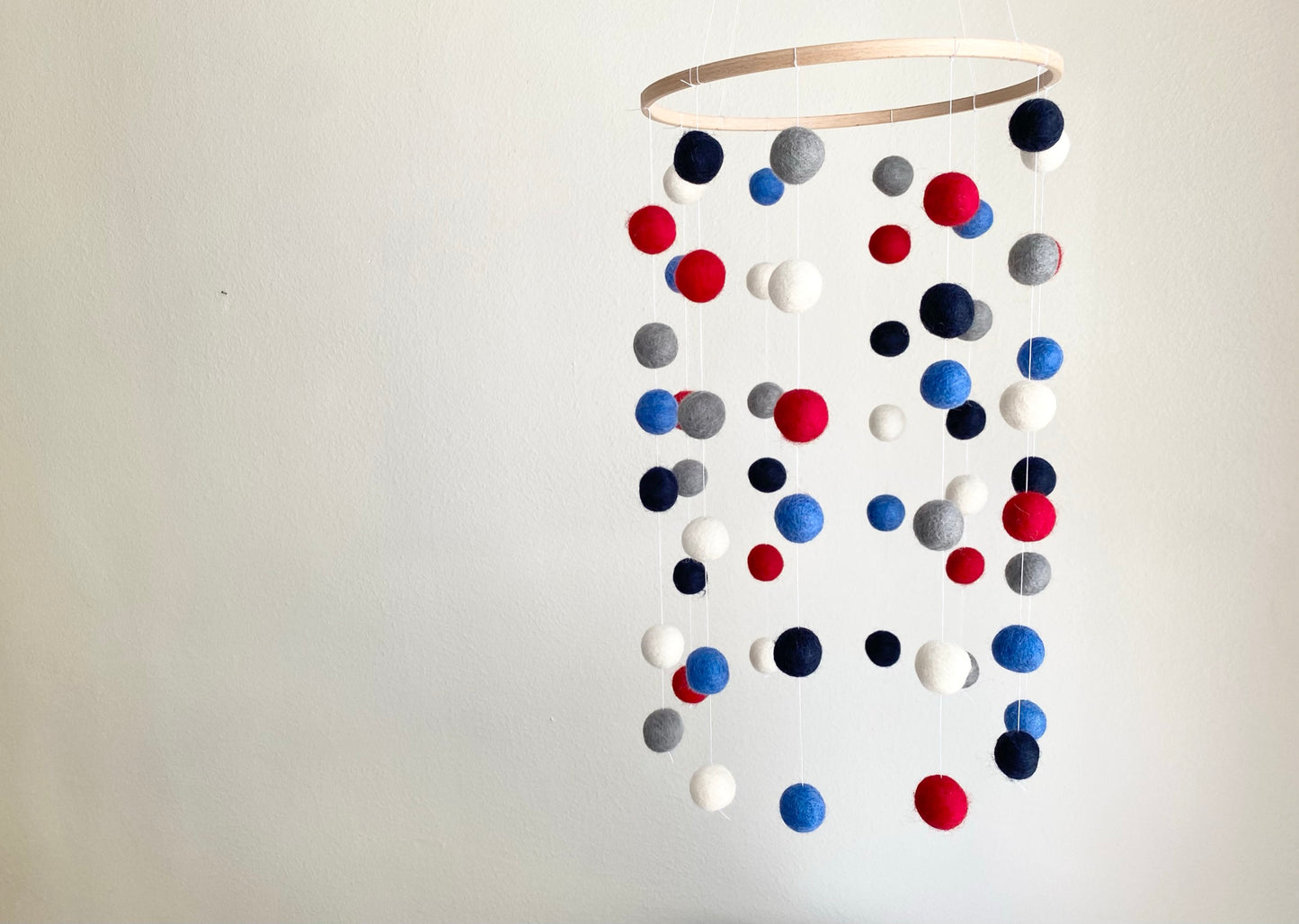 Nautical Red & Blue Felt Ball Ceiling Mobile