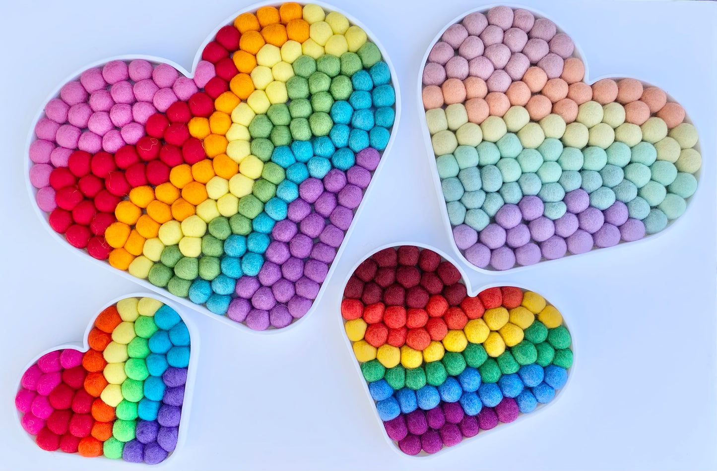 Rainbow Felt Ball Heart Wall Hangings