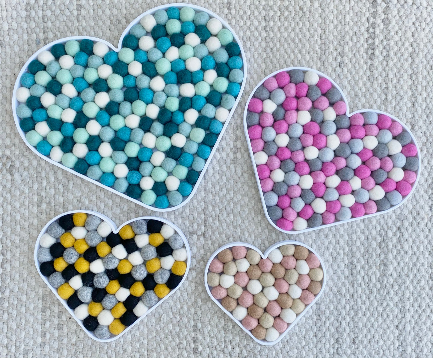 Random Placement Felt Ball Heart Wall Hangings