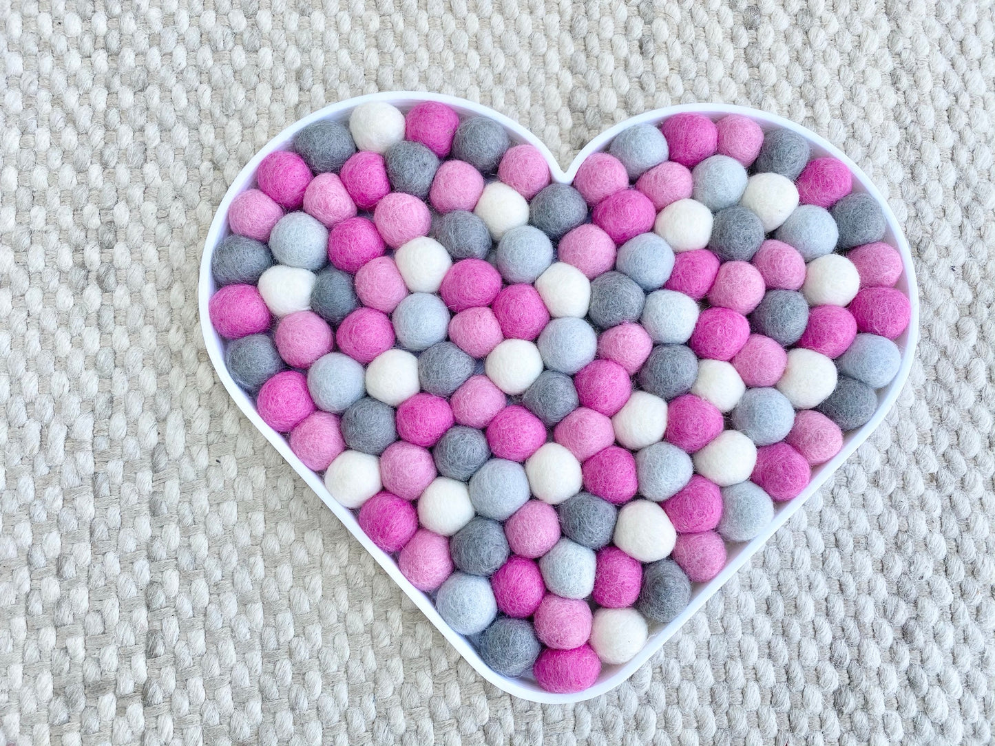 Random Placement Felt Ball Heart Wall Hangings