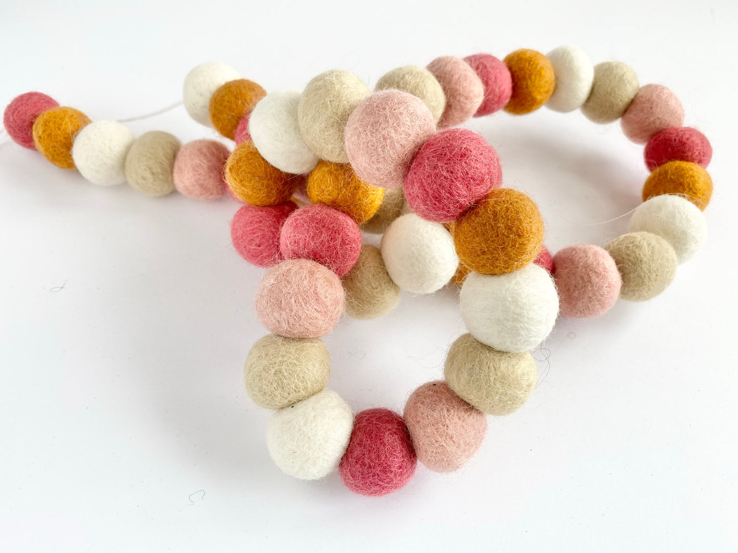 Sienna & Dark Coral Felt Ball Garland