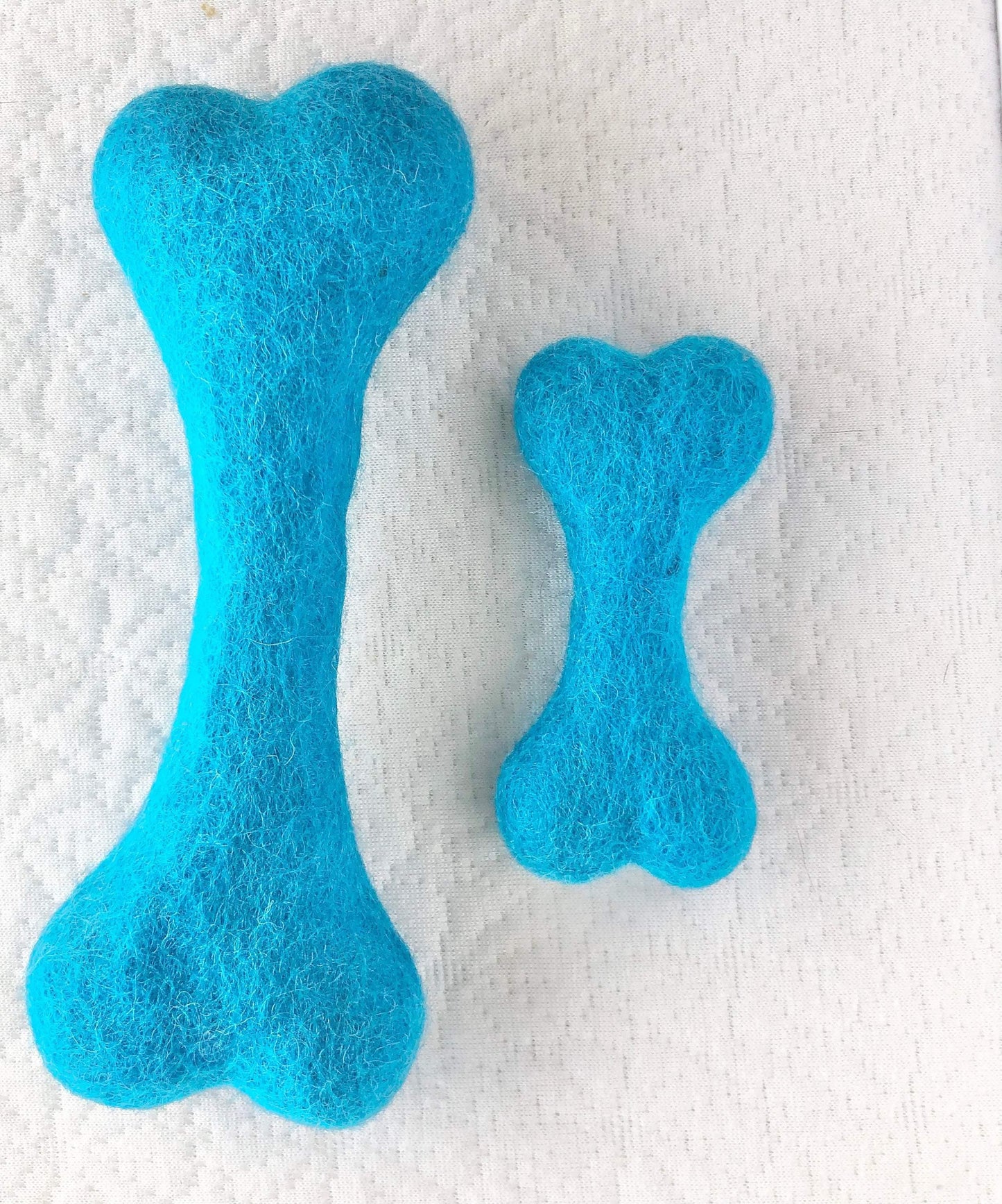 Small Solid Wool Dog Bones - Redheadnblue