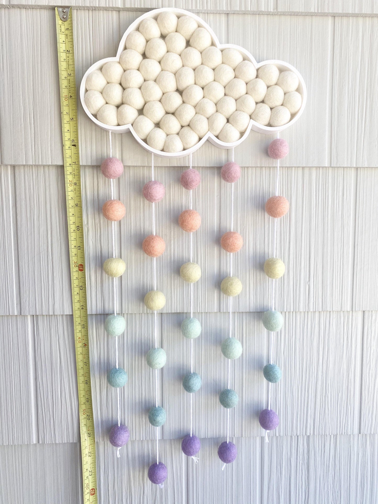 Pastel Rainbow Felt Ball Rain Cloud - Redheadnblue