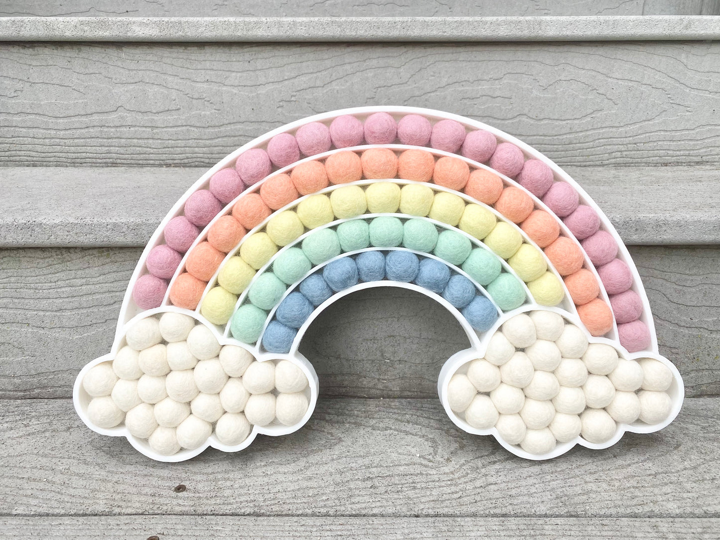 Pastel Felt Ball Cloud Rainbow