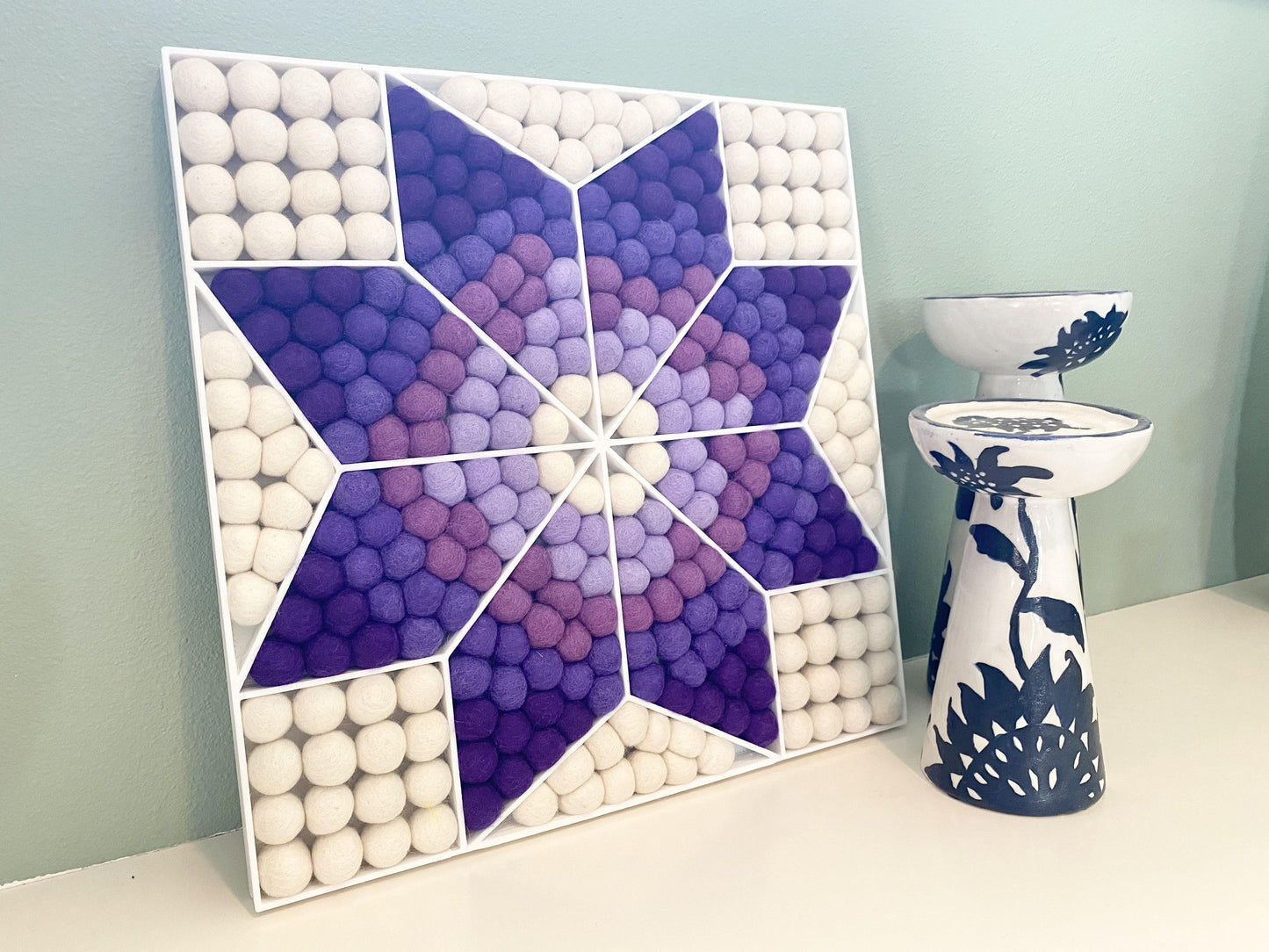 Purple Flower Wall Hanging or Shelf Sitter - Wool Jamboree