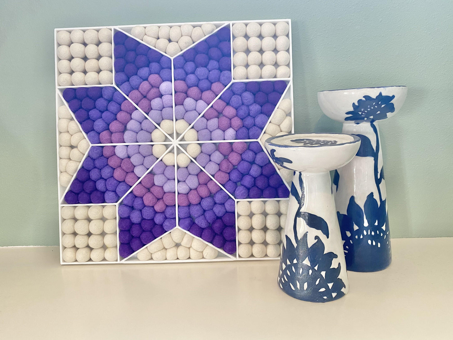 Purple Flower Wall Hanging or Shelf Sitter - Wool Jamboree