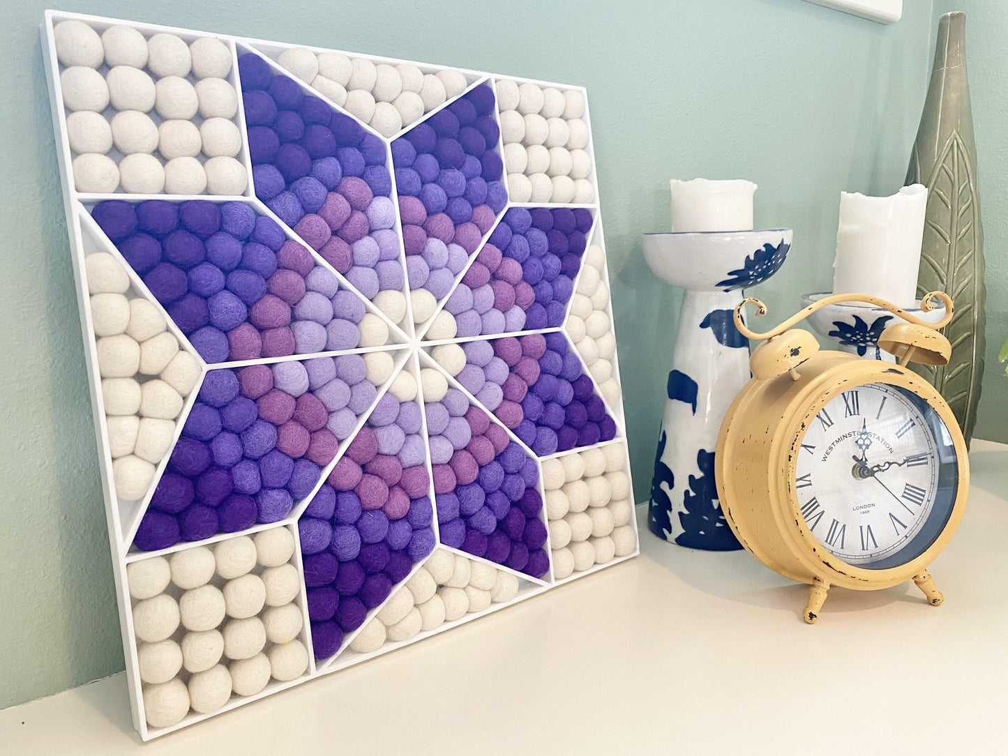 Purple Flower Wall Hanging or Shelf Sitter - Wool Jamboree