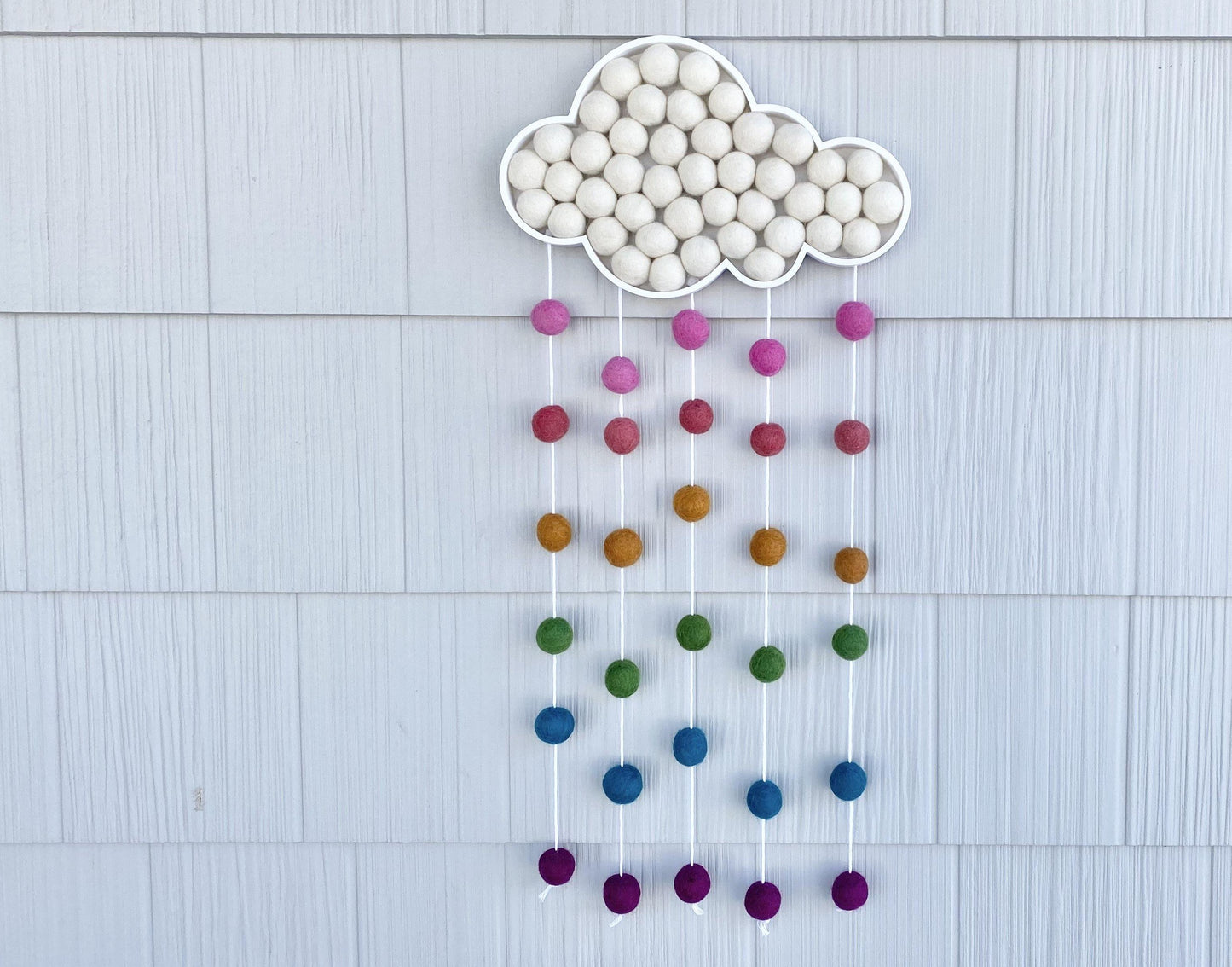 Muted Rainbow Felt Ball Rain Cloud - Wool Jamboree