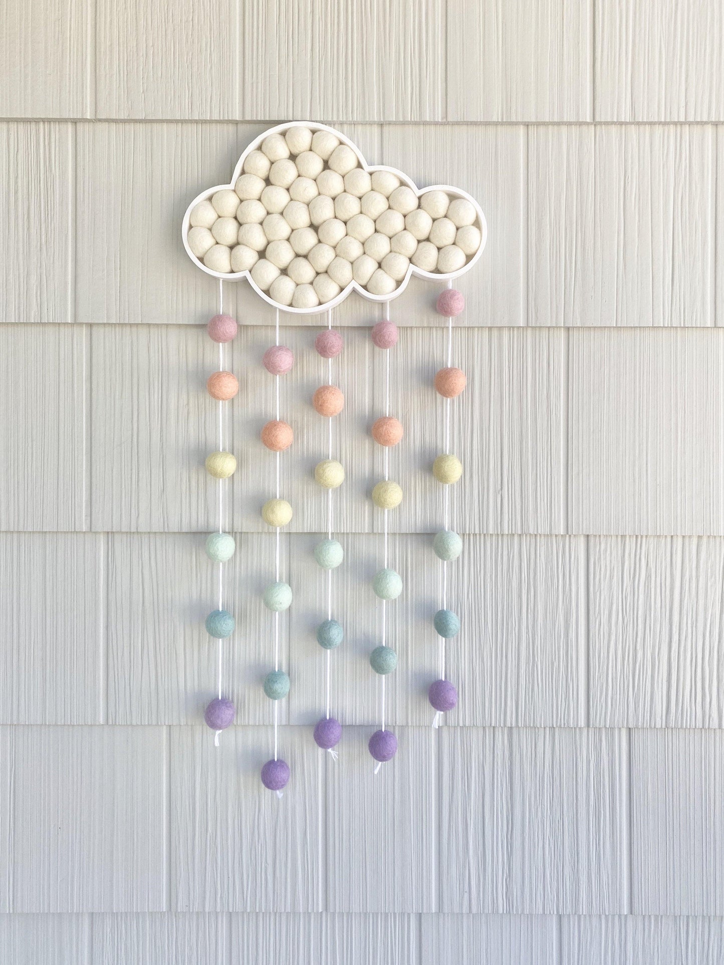 Pastel Rainbow Felt Ball Rain Cloud - Redheadnblue