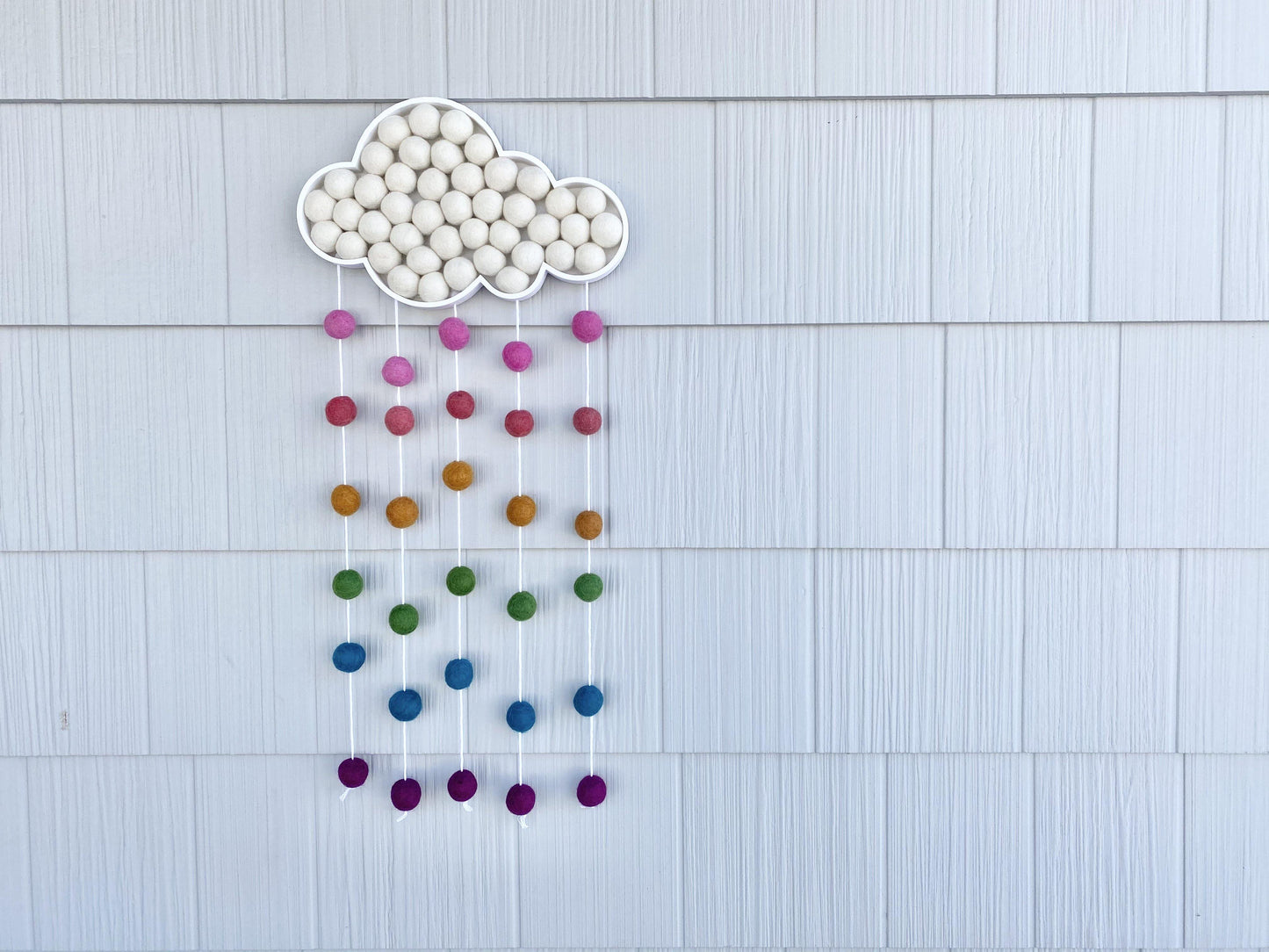 Muted Rainbow Felt Ball Rain Cloud - Redheadnblue
