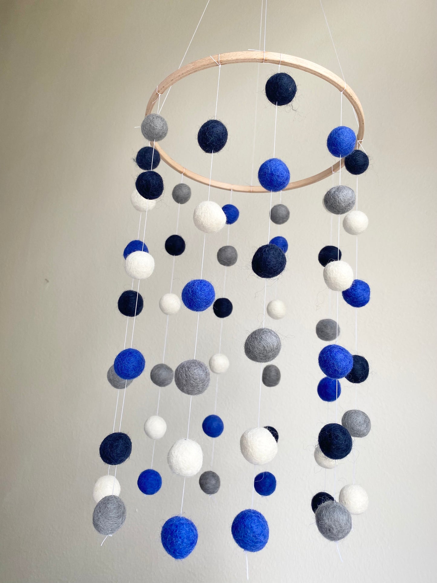 Deep Blues Felt Ball Ceiling Mobile