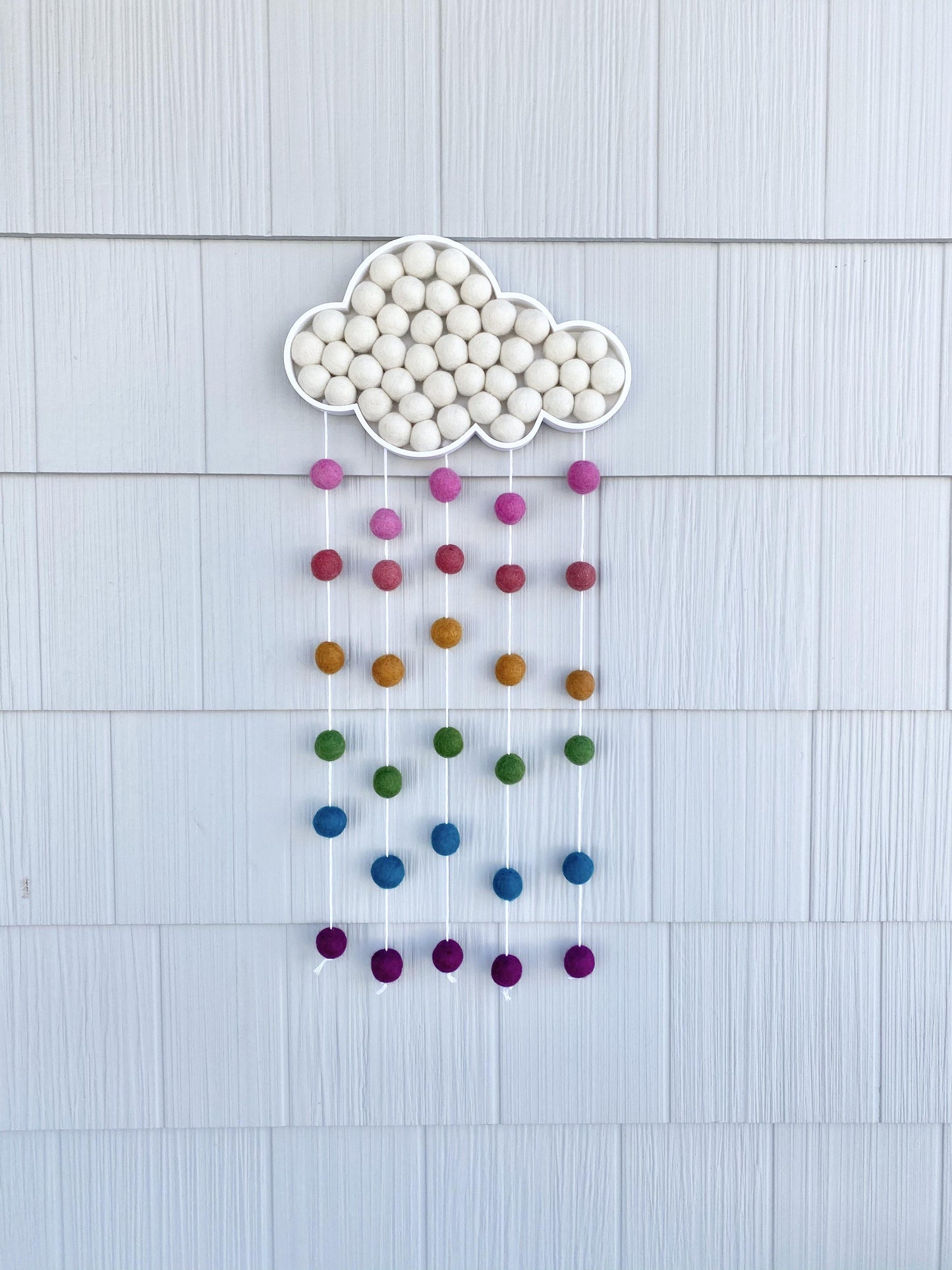 Muted Rainbow Felt Ball Rain Cloud - Redheadnblue