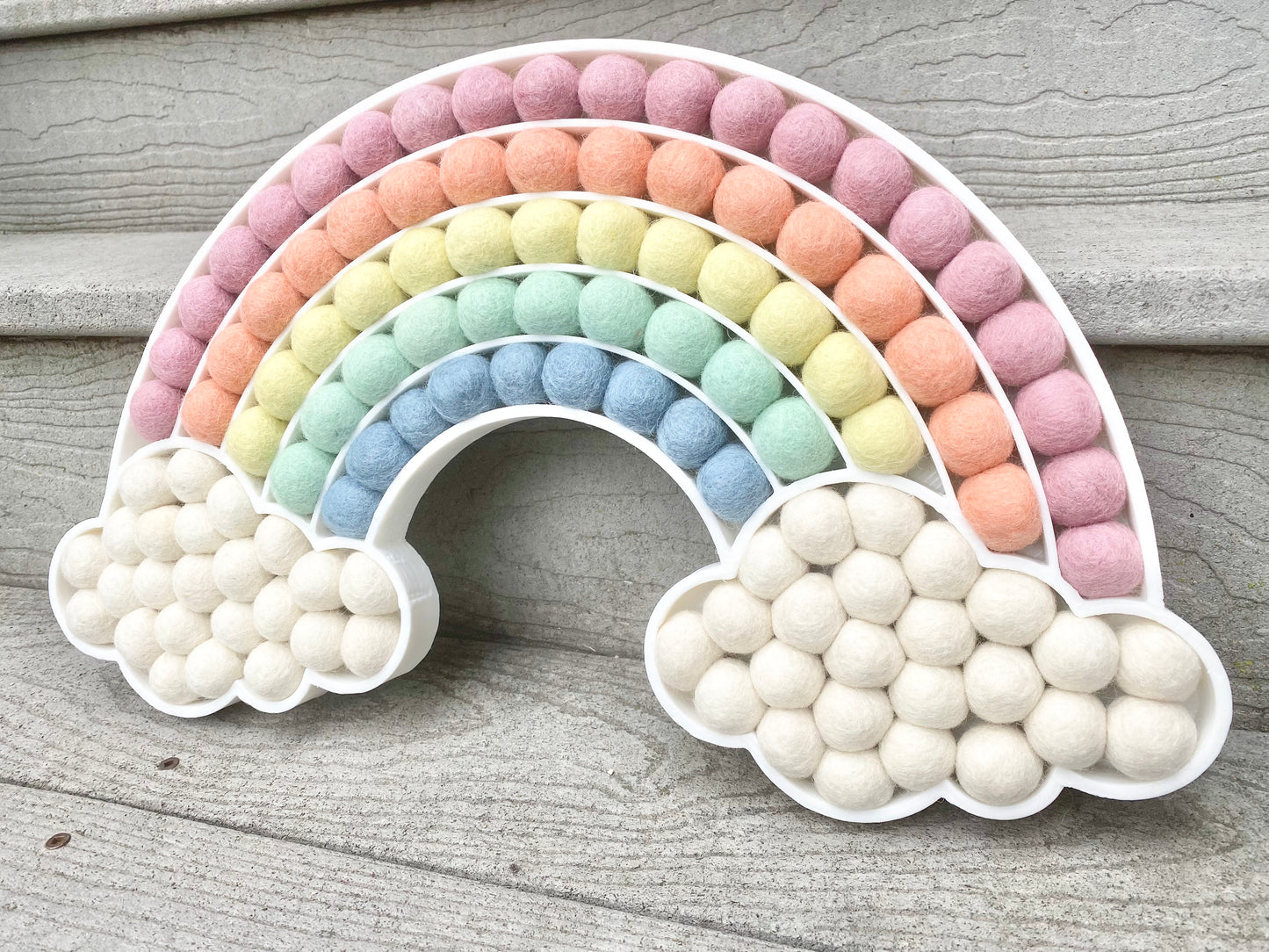 Pastel Felt Ball Cloud Rainbow