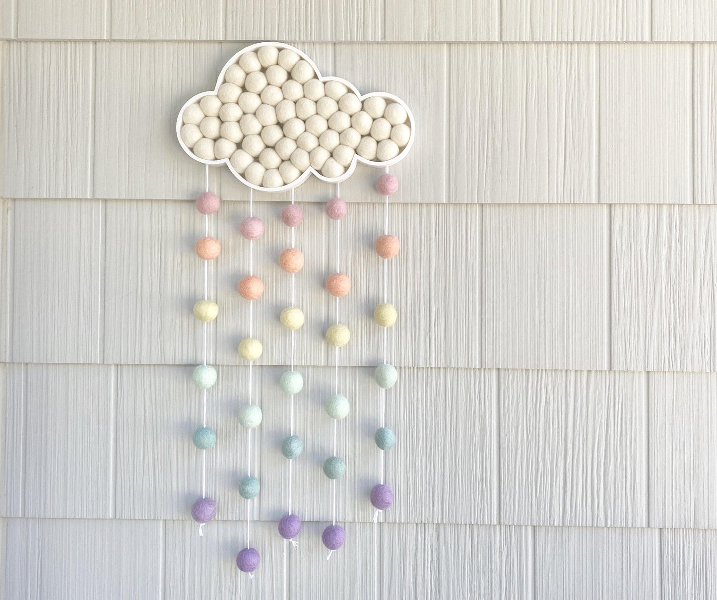 Pastel Rainbow Felt Ball Rain Cloud - Redheadnblue