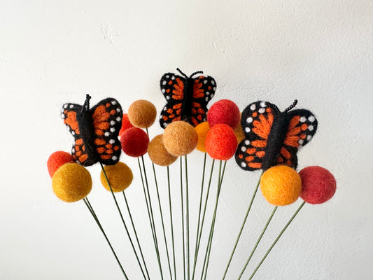 Monarch Felt Ball Flower Bouquet