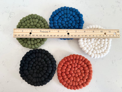Solid Colored Felt Ball Trivet & Coaster