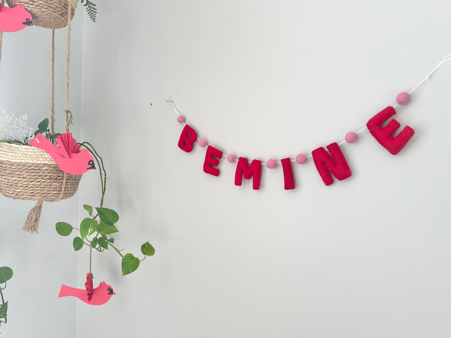 BE MINE felt banner - red letters