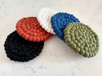 Solid Colored Felt Ball Trivet & Coaster