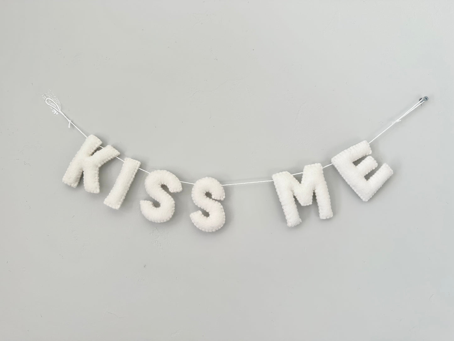 KISS ME felt banner - white letters (Valentines or St Patty's!)