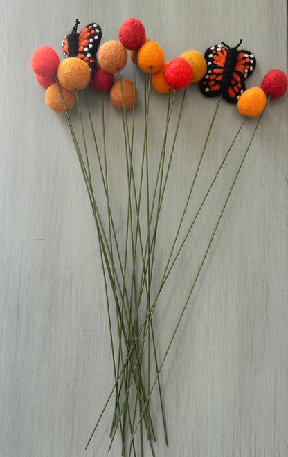 Monarch Felt Ball Flower Bouquet