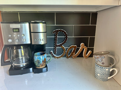 Cursive BAR (Coffee Bar or Alcohol Bar!)