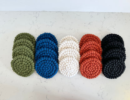 Solid Colored Felt Ball Trivet & Coaster