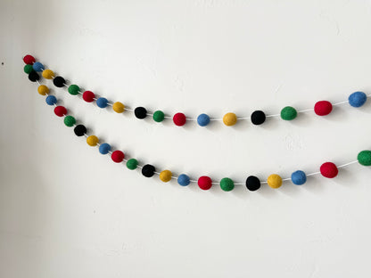 Blue, Gold, Black, Emerald, Red Garland