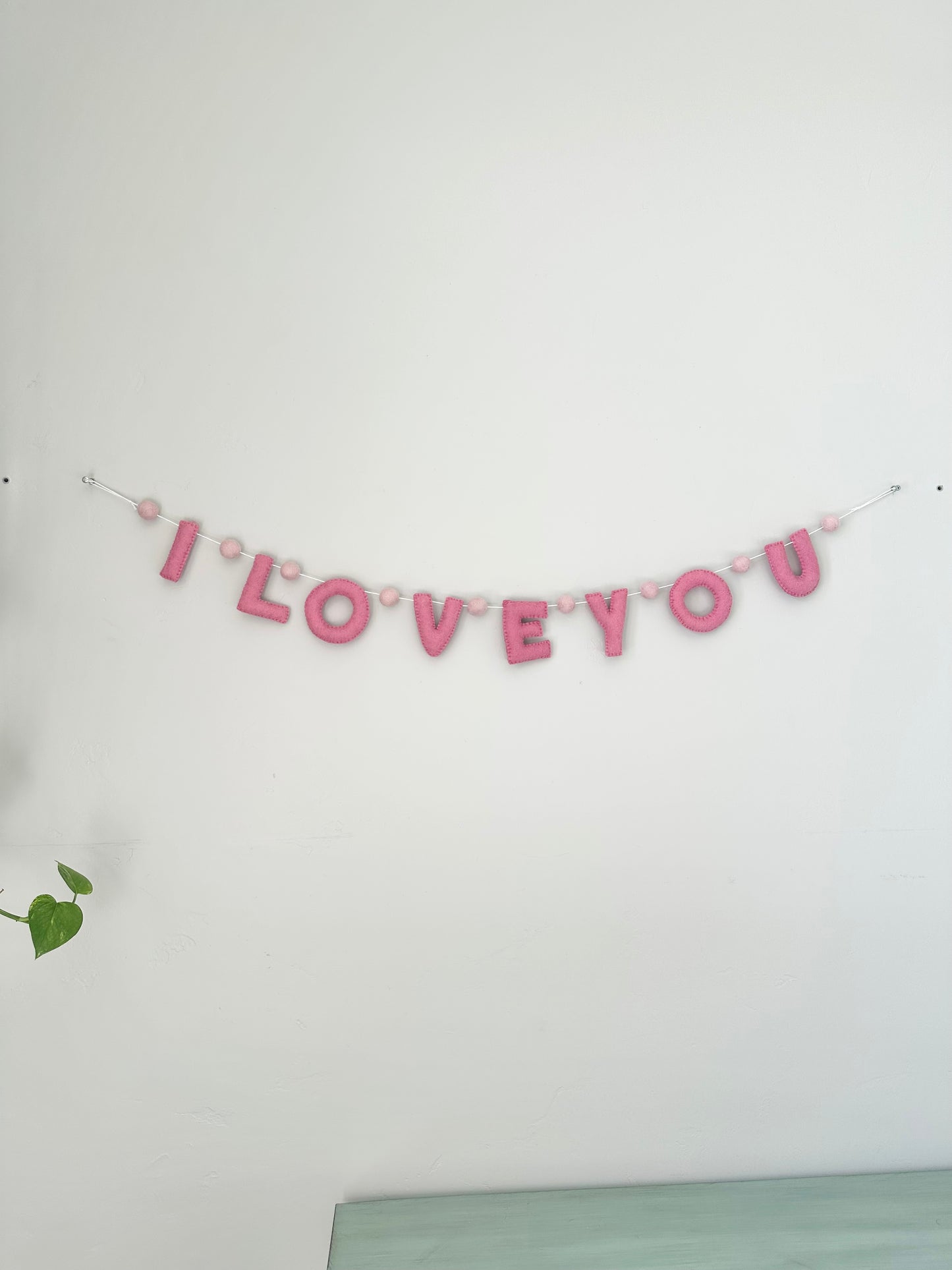 I LOVE YOU felt banner - red, pink or white letters