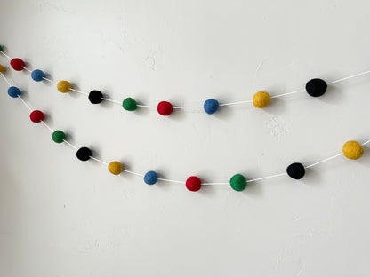 Blue, Gold, Black, Emerald, Red Garland