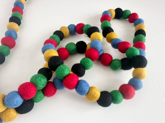 Blue, Gold, Black, Emerald, Red Garland