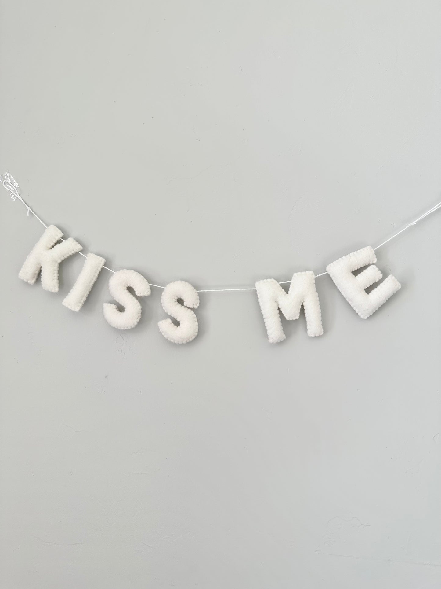 KISS ME felt banner - white letters (Valentines or St Patty's!)