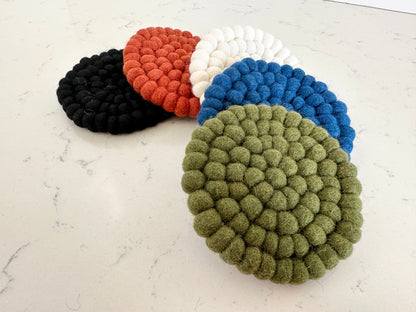 Solid Colored Felt Ball Trivet & Coaster