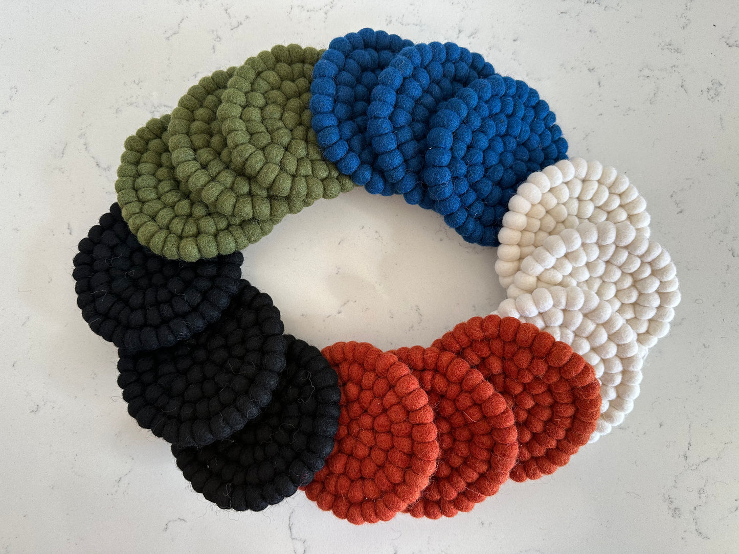 Solid Colored Felt Ball Trivet & Coaster