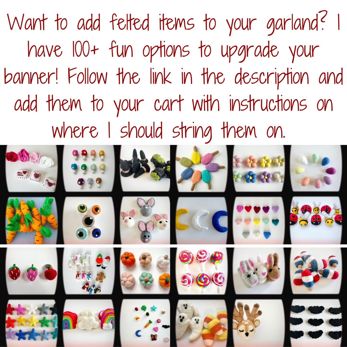 LUCKY felt banner - emerald letters