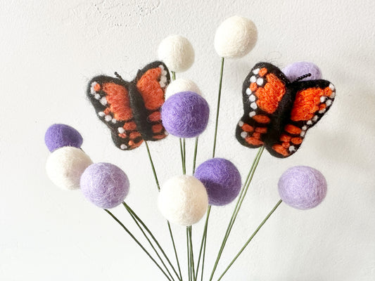 Butterfly Felt Ball Flower Bouquet