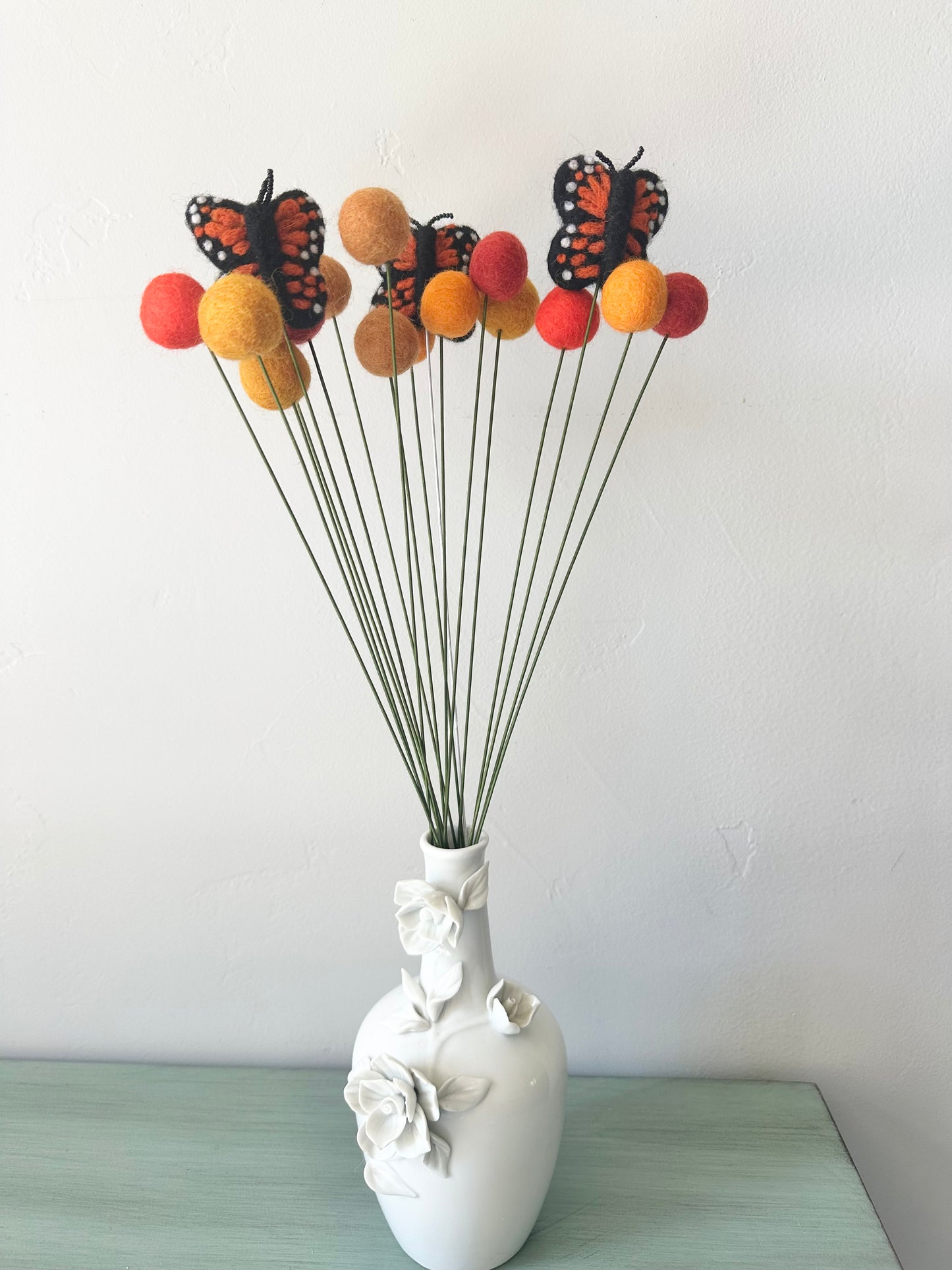 Monarch Felt Ball Flower Bouquet