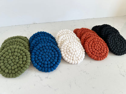 Solid Colored Felt Ball Trivet & Coaster