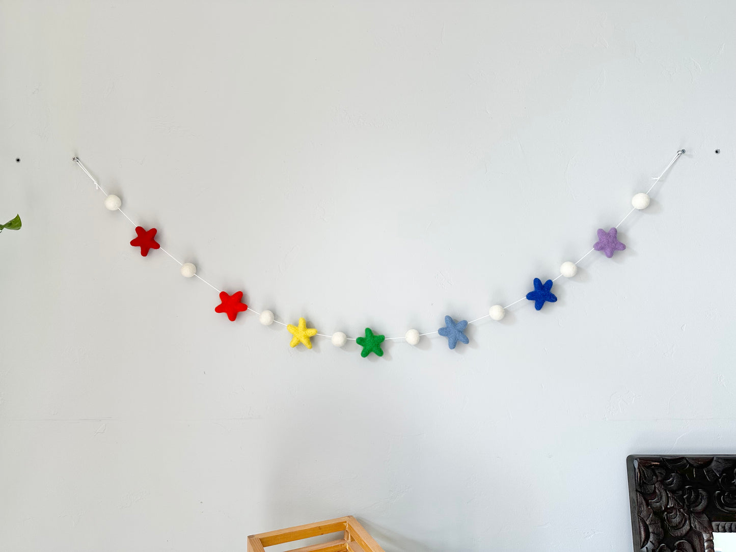 Rainbow Wool Star Garland