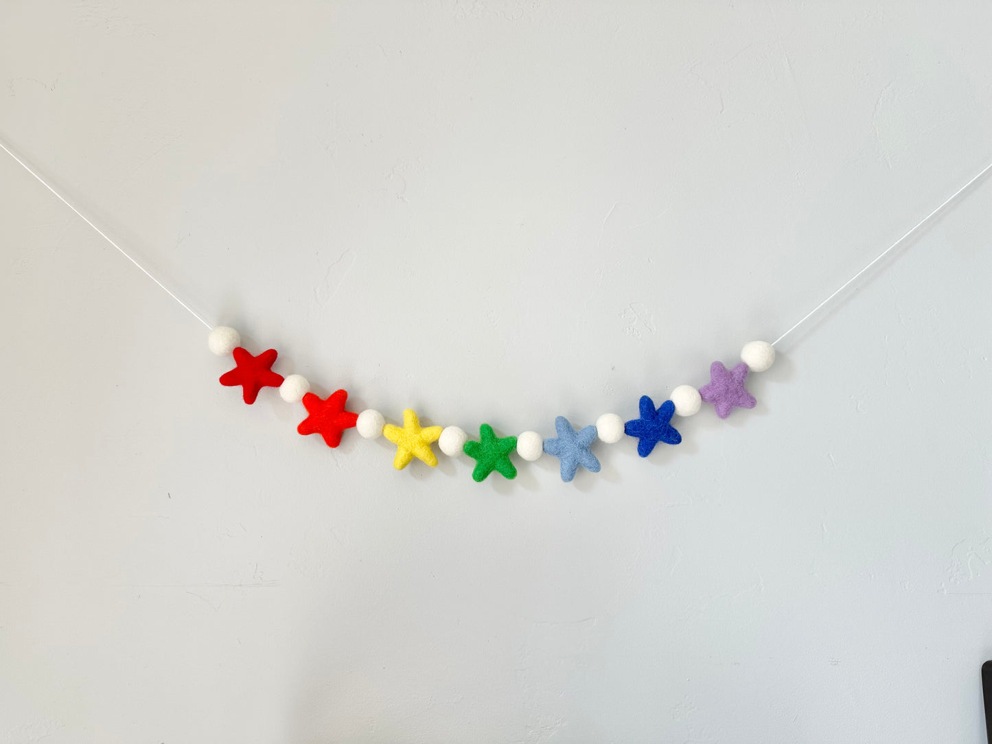 Rainbow Wool Star Garland