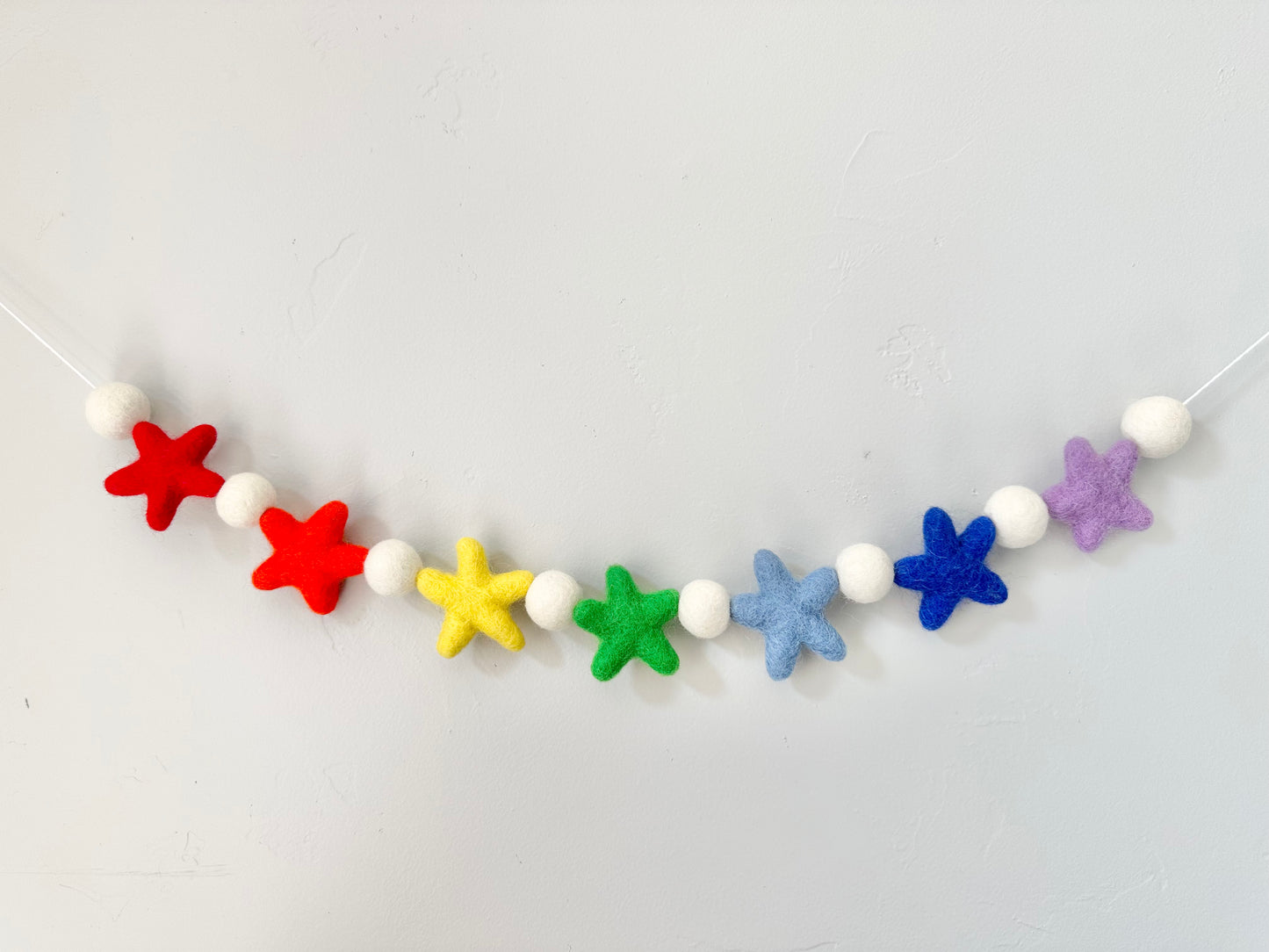 Rainbow Wool Star Garland