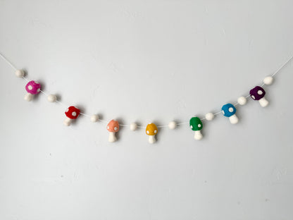 Rainbow Wool Mushroom Garland